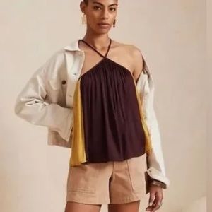 NWT Banana republic color block yellow and red halter tank top XS